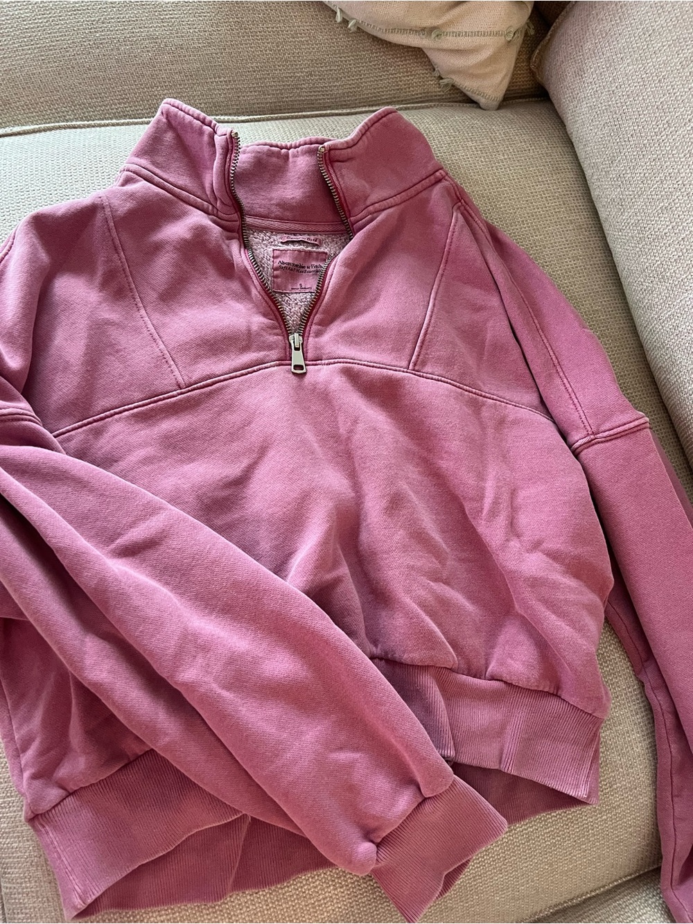 Abercrombie & Fitch Pink Half-Zip Turtleneck Pullover